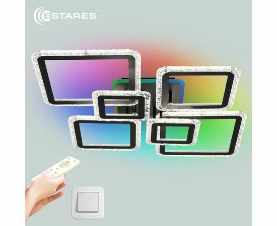 970550 - Estares св-к люст.св/д упр. OVAL ICE RGB 180W(18000Lm) 2K-4K-6K-RGB 960x750x110 пульт ДУ черн.IP20# (1)