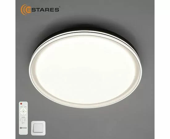 970553 - Estares св-к-люстра св/д упр. OLIVER 100W R (10000Lm) 2K-4K-6K 510х70 пульт ДУ бел/черн/бел IP40 # (1)