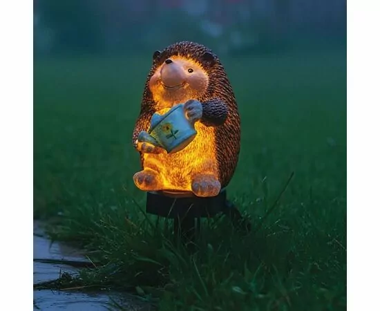 986017 - Uniel св-к на солн.батарее Ежик 1LED h=40см пластик/полирез USL-S-836/PM410 HEDGEHOG (1)