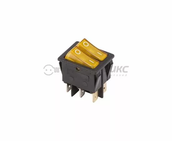608583 - REXANT выкл. клавишный 250V 15А (6с) ON-OFF желтый с инд. ДВОЙНОЙ цена за шт , (10!),36-2413 (1)