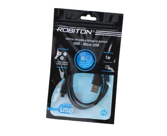 625912 - Кабель USB Robiton P5 USB(A)шт. - microUSB, 1м черный PH1, 14291 (1)