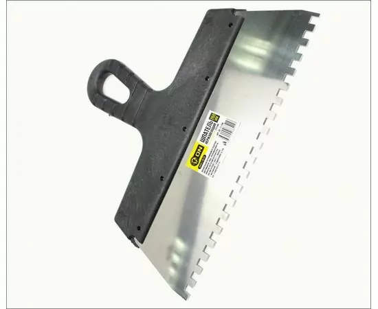 751985 - 3-ON Шпатель нержавеющий, ширина лезия 250мм, зуб 6мм, пластиковая ручка, 02-11-256 (1)