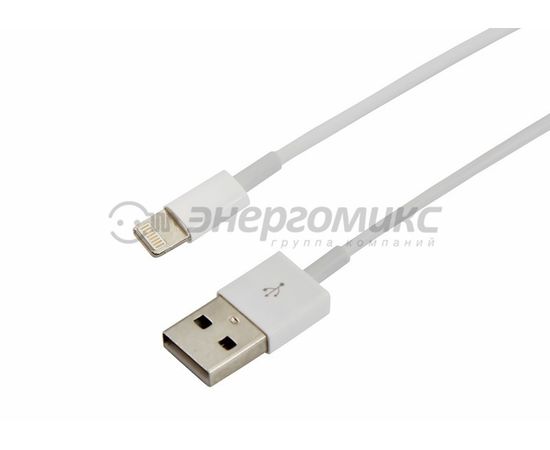 608030 - Кабель USB(A)шт.- 8pin шт.для iPhone 5/6/7 моделей ОРИГИНАЛ (чип MFI) 1М белый REXANT, 18-0000 (1)