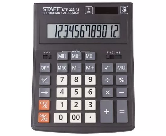 683805 - Калькулятор STAFF PLUS настол. STF-333, 12разр., двойное питание, 200x154 мм, 250415 (1)