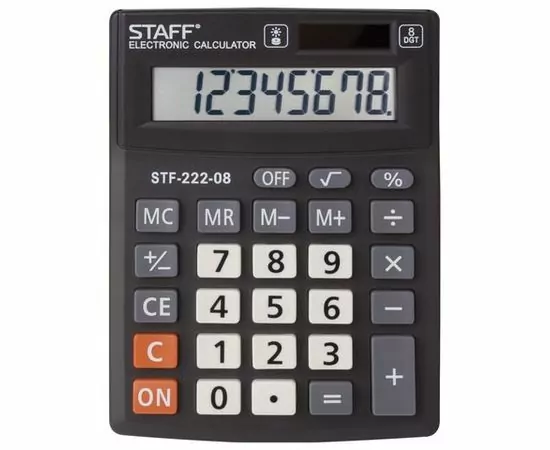 683808 - Калькулятор STAFF PLUS настол. STF-222, 8разр., двойное питание, 138x103 мм, 250418 (1)