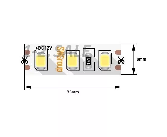 712584 - SWG Лента св/д стандарт 2835 120LED/m 9,6W/m 12V 900Lm/m 5м цена/м 4000K 6893 замена на код 772659 (1)