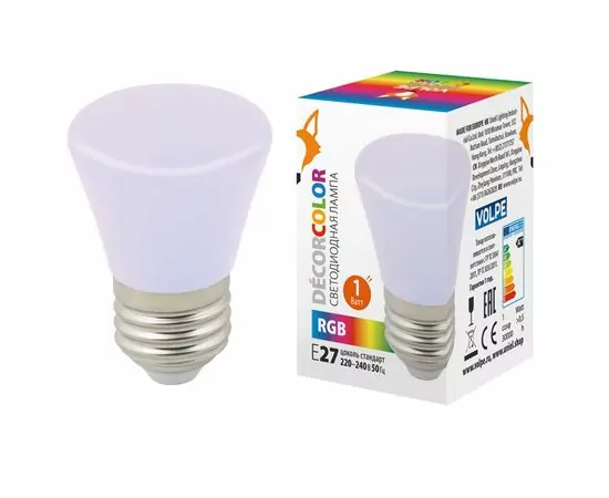 712920 - Лампа св/д Volpe колокольчик E27 1W RGB д/гирлянды Белт Лайт  LED-D45-1W/RGB/E27/FR/С BELL (1)