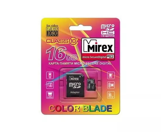 326852 - Флэш-карта (памяти) MicroSDHC 16Gb class10 MIREX адаптер (1)