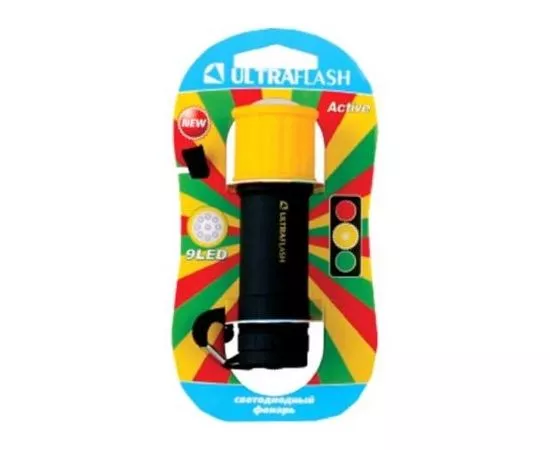 328671 - Ultraflash фонарь ручной LED15001-B (3xR03) 9св/д (40lm), желт.+черный/пластик, BL (1)