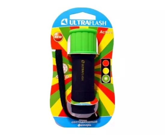328673 - Ultraflash фонарь ручной LED15001-C (3xR03) 9св/д (40lm), зеленый+черный/пластик, BL (1)