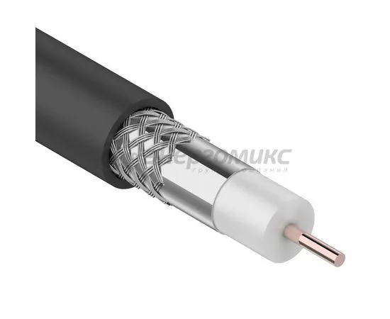 334785 - REXANT кабель коакс. RG-6U, 75 Ом, CCS (оплетка Al 64%) черный, OUTDOOR 100м (цена за бухту) 01-2202 (1)