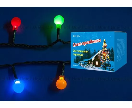 439815 - Гирлянда-нить ULD-S0540-060/DGA COLORBALLS разноцвные шарики 60LED разноцв. 5,4м, 8 реж IP20 Uniel (1)