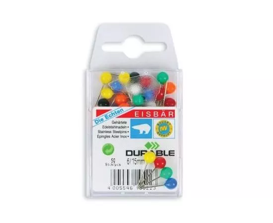 56768 - Булавки для пробковых досок 6/15мм DURABLE 1926 50шт. ассорти 78256 (1)