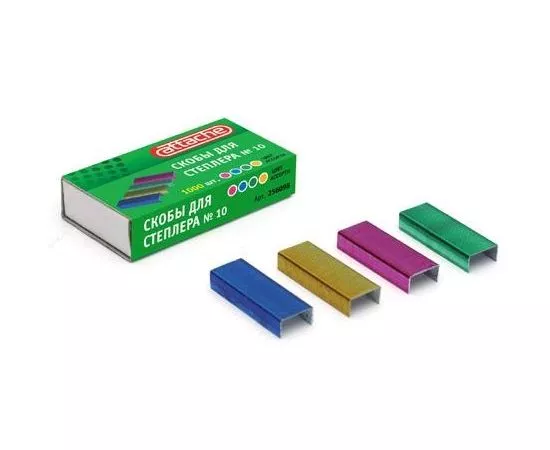 430752 - Скобы для степлера №10 Attache цветные (2-20лист.) 1000 шт в карт.уп. 256098 (1)