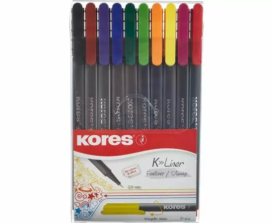 701046 - Линер  0,4мм набор из 10цв./уп. Kores 685062 (1)