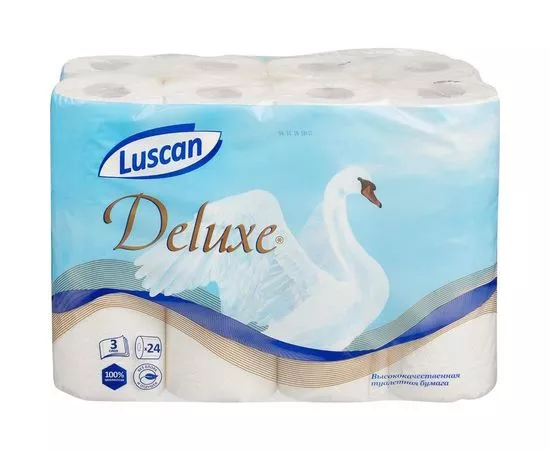 701095 - Бумага туалетная Luscan Deluxe 24рул/уп, 3сл бел цел 19,38м 155л 865672 (1)