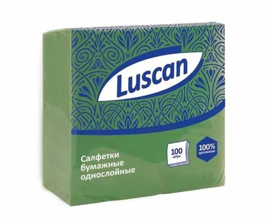 701165 - Салфетки бумажные 100шт. зеленые (24х24см) Luscan 476874 (1)