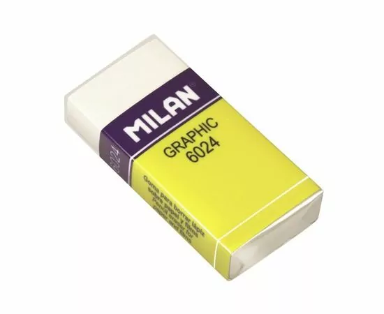 701279 - Ластик пластик. Milan 6024 повышенной мягкости, белый, карт. держатель арт.  973211 (1)