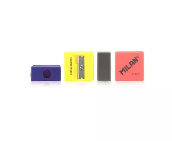 701331 - Точилка Milan AFILA, 1 отверстие, пластик, цвет в ассорт. 2,7х2,7х1,3 арт. 973153 (1)