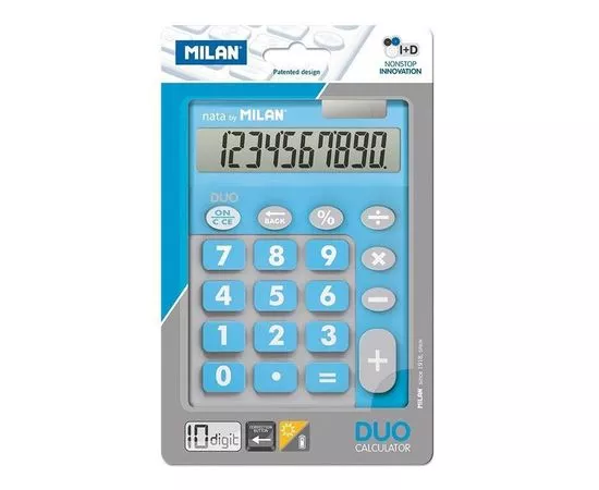 701349 - Калькулятор Milan 10-разряд, в чехле, двойное питание, голубой 150610TDBBL арт. 973135 (1)