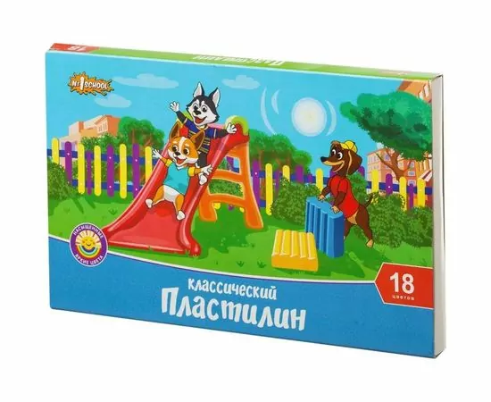 701490 - Пластилин №1 School Шустрики 18 цв 360 г, со стеком, картон 975125 (1)