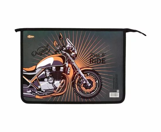 701674 - Папка д/тетрадей №1 School Байк А4, пластик + ламин картон молния,30Ш4 985997 (1)