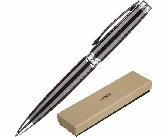 702116 - Ручка шариковая  Attache SelectionDesire,черн.корп.,пов.мех.,синий,футляр Арт.901719 (1)