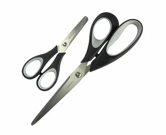 702376 - Ножницы набор Attache Style,124мм,210мм,эргоном.прорез.ручки, цв.черн/бел 728816 (1)