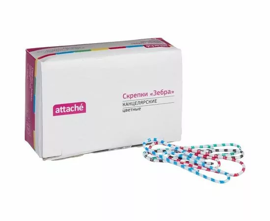 702418 - Скрепки Зебра Attache, полимер, 50 мм., 50 шт.в карт/уп. 636782 (1)