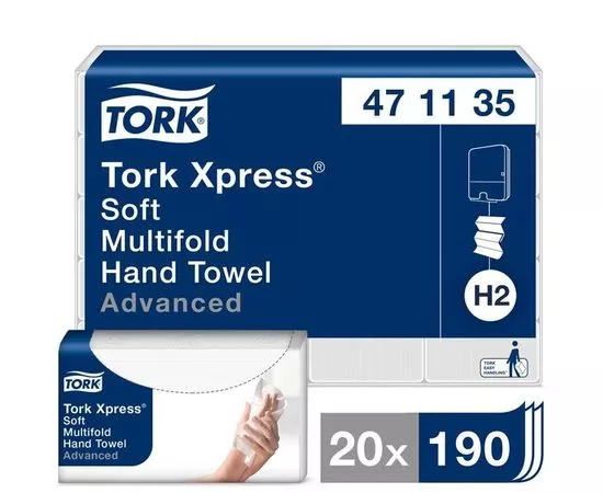 752372 - Полотенца бумажные д/держ.Tork Adv Н2 2сл 190л*20пач/уп 471135 453213 (1)