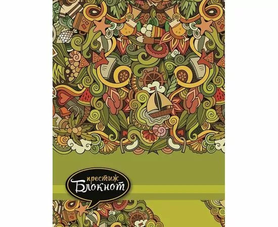 752928 - Блокнот А6,80л,клетка,7БЦ,глянцевая ламинация Зеленый паттерн С0094-308 998265 (1)