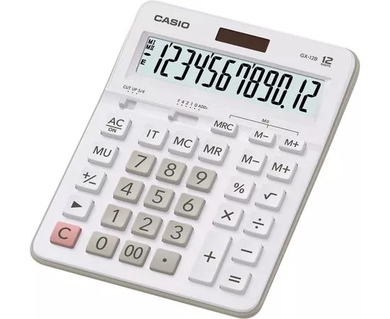 753230 - Калькулятор настольный ПОЛНОРАЗМЕРНЫЙ Casio GX-12B-WE  12 разрядов белый 735820 (1)