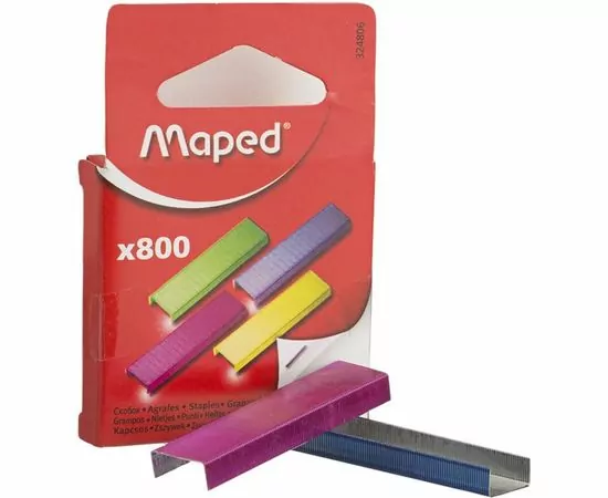 753326 - Скобы к степлеру №26/6 MAPED, цветные, 800 шт (2-40 лист.)в уп.европодвеС 624980 (1)