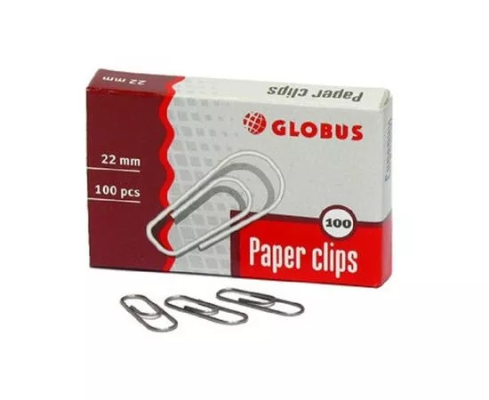 753342 - Скрепки Globus металлические без покрытия 22 мм 100 шт. в упаковке 897765 (1)