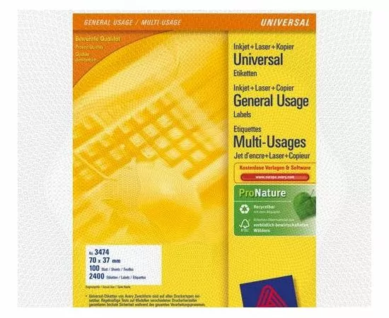 47041 - Наклейки д/принт.,копир.апп. Z3474 Этикет.белые 70х37мм I-J+L+C А4 2400шт.универс. 3260 (1)