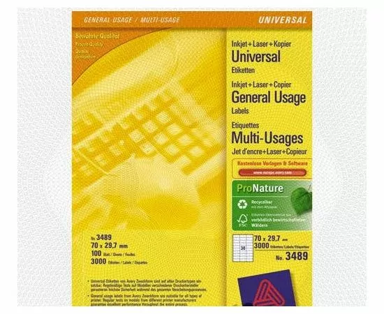 47047 - Наклейки д/принт.,копир.апп. Z3489 Этикет.белые 70х29,7мм I-J+L+C А4 3000шт.универс. 6115 (1)