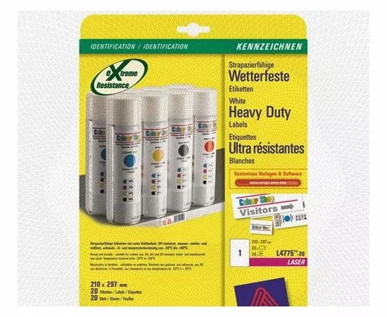 47065 - Наклейки д/принт.,копир.апп. Z-L4775-20 Этикет.всепогод.бел.210х297мм L+C А4 полиэстр. 8401 (1)