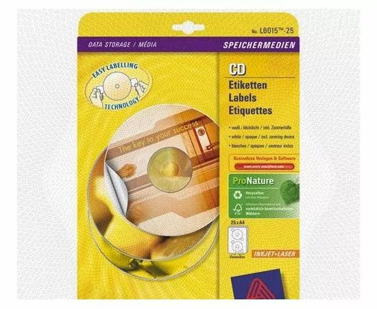 47067 - Наклейки д/принт.,копир.апп. Z-L6015-25 Этикет.CD круг.117мм I-J+L+C на лис.А4 центр. 8259 (1)
