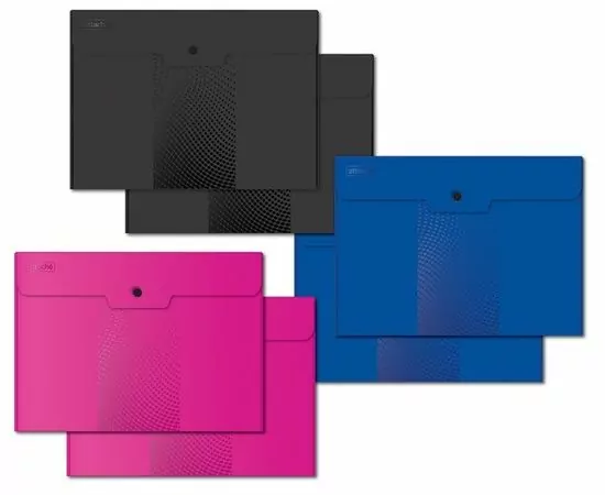 753586 - Папка конверт на кнопке А4, 180мкм, Attache Digital ассорти, 6 шт.уп. 1043258 (1)
