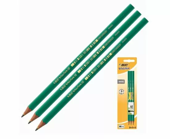 753784 - Карандаш чернографитный EVOLUTION HB пластиковый 3шт+ластик+точилка/блистер 778554 (1)