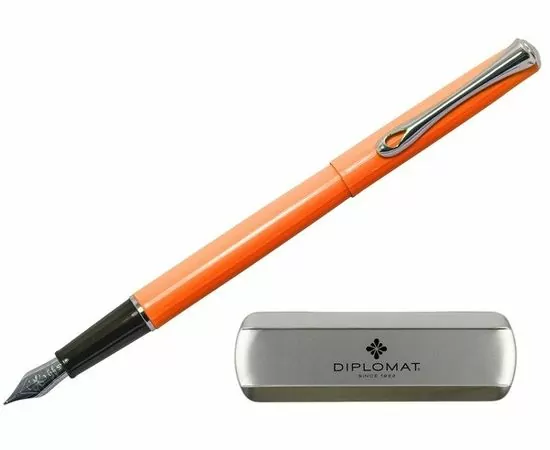 754170 - Ручка перьевая DIPLOMAT Traveller Lumi orange M синий D20001068 1006782 (1)