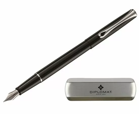 754171 - Ручка перьевая DIPLOMAT Traveller black lacquer F синий D10424950 1006784 (1)