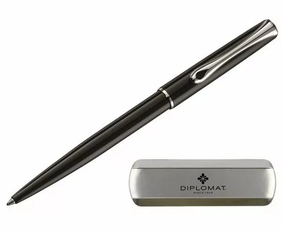 754199 - Ручка шариковая DIPLOMAT Traveller black lacquer синий D10424968 1006785 (1)
