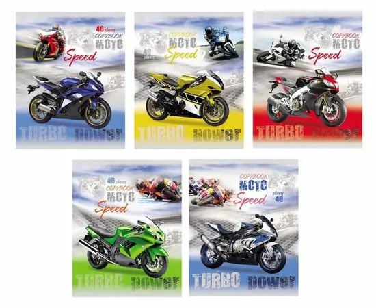 755165 - Тетрадь общая А5,40л,кл,скоба МОТОСТИЛЬ (40-1895) 5видов 992246 (1)