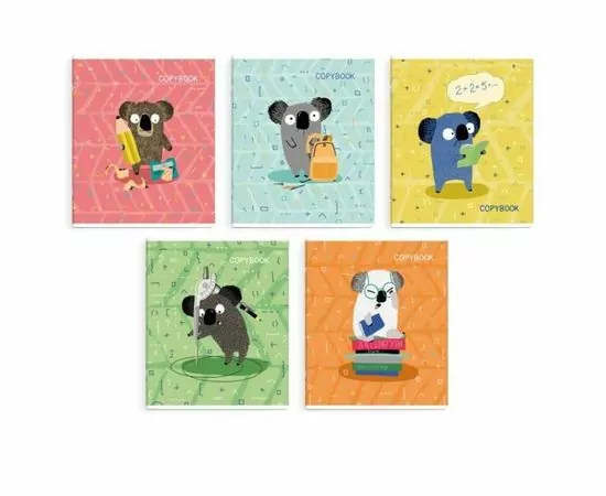 755308 - Тетрадь общая А5,48л,клетка,скрепка КОАЛЫ 50235 в ассор 1159136 (1)