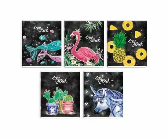 755315 - Тетрадь общая А5,48л,клетка,скрепка ЭКЗОТИКА НА ЧЕРНОМ 49529 в ассор 1159143 (1)