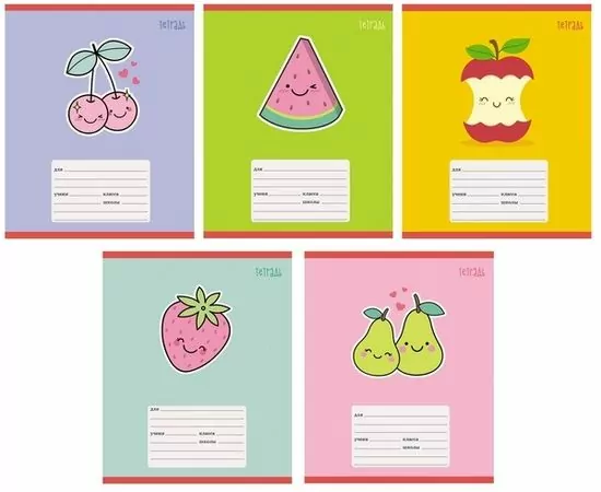 755613 - Тетрадь школьная А5 12л,линия,скрепка Сочный микс. ТЛБ126503 в ассорт 1159896 (1)