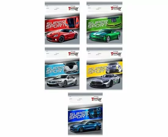 755673 - Тетрадь школьная А5 18л,линия,скрепка,мел.карт. СКОРОСТНЫЕ АВТО 18-4291 асс 1160062 (1)