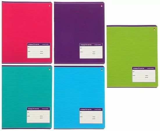 755735 - Тетрадь школьная А5,12л,косая линия КЛАССИКА 5 ЦВЕТОВ 7-12-009/3 985038 (1)
