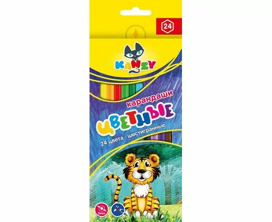 755827 - Карандаши цветные 24 цвета 6-гран, ВКФ Мой друг тигрёнок, CP- 2024 1108450 (1)